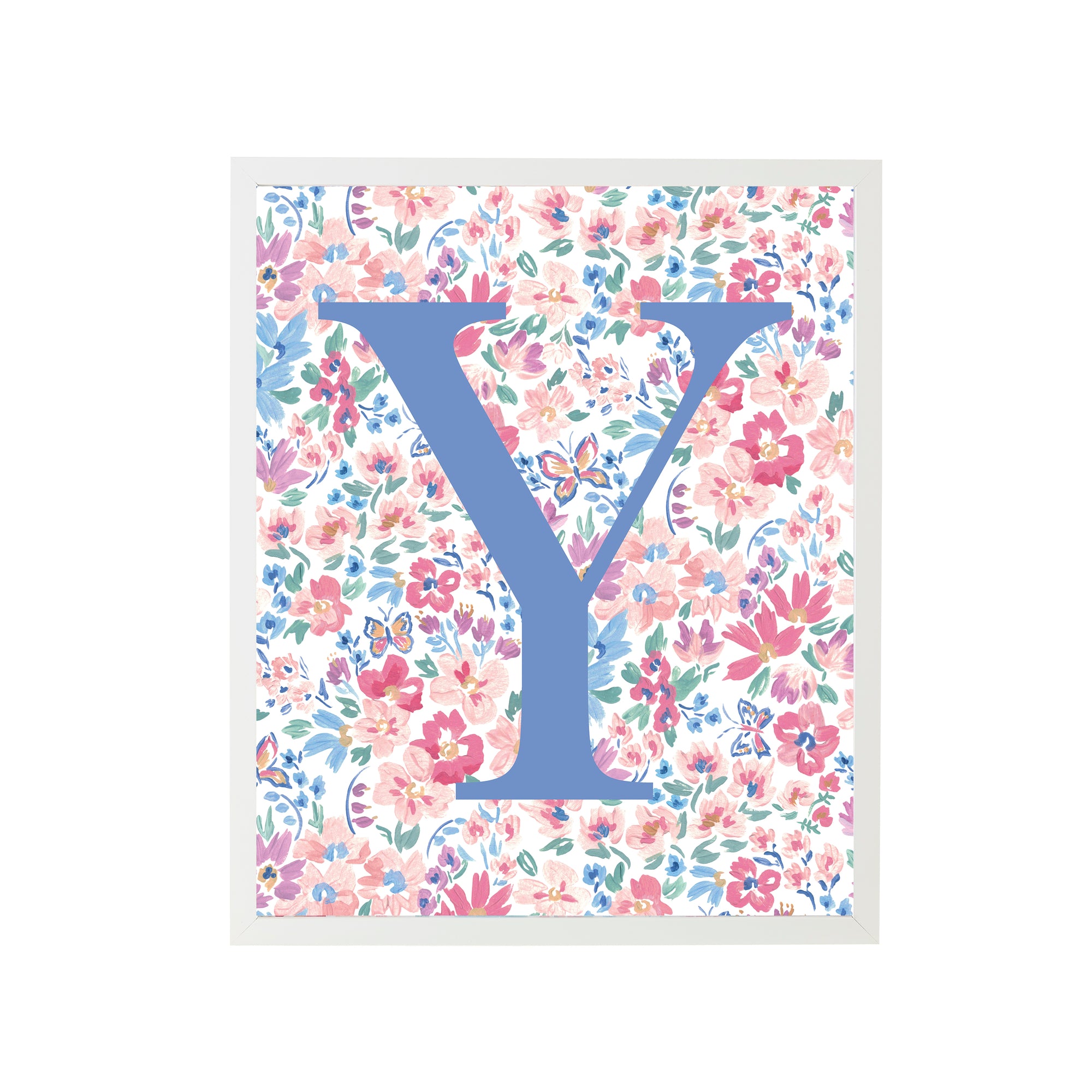 Framed "Y" Butterfly Garden Letter Print