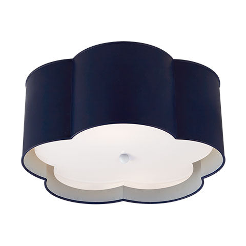 Bryce Medium Flush Mount Drum Light in French Navy