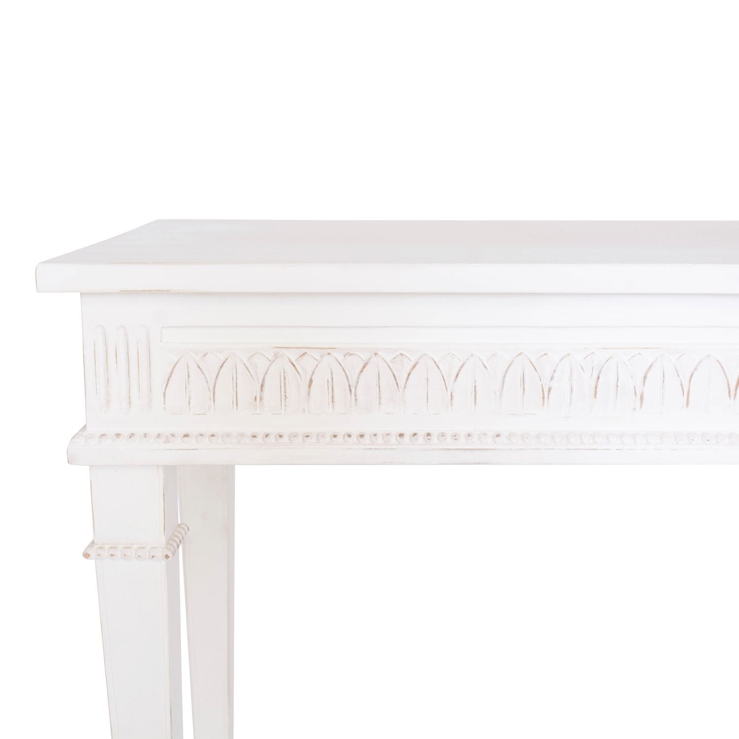 Carved Details on White Camilla Console