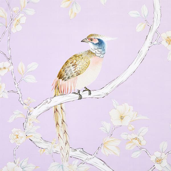 Detailed Sample of Carlisle Chinoiserie Wallpaper in Lilac