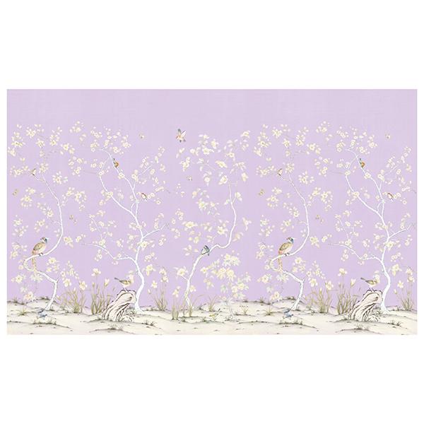 Extended Mural of Carlisle Chinoiserie Wallpaper in Lilac