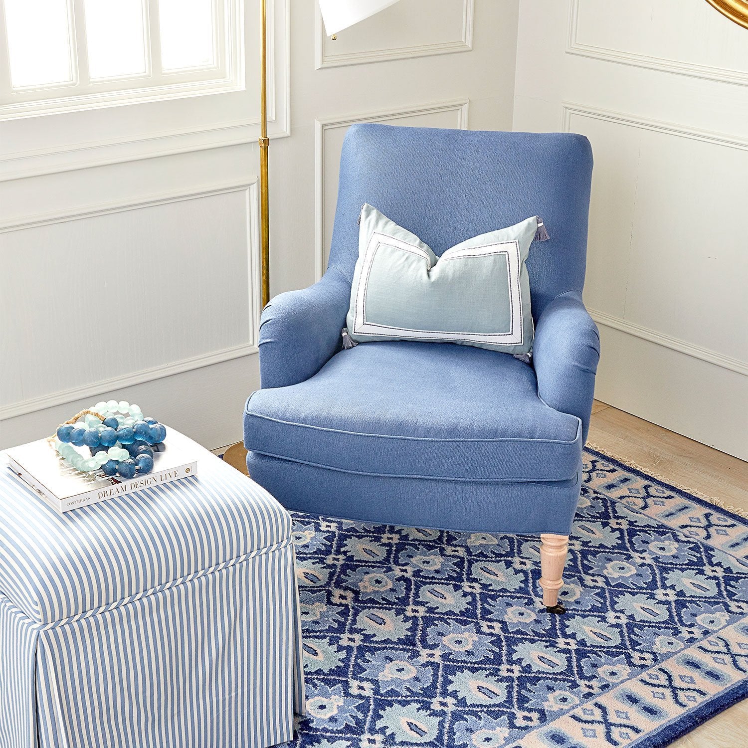Blueberry Blue Carter Accent Chair in Living Room