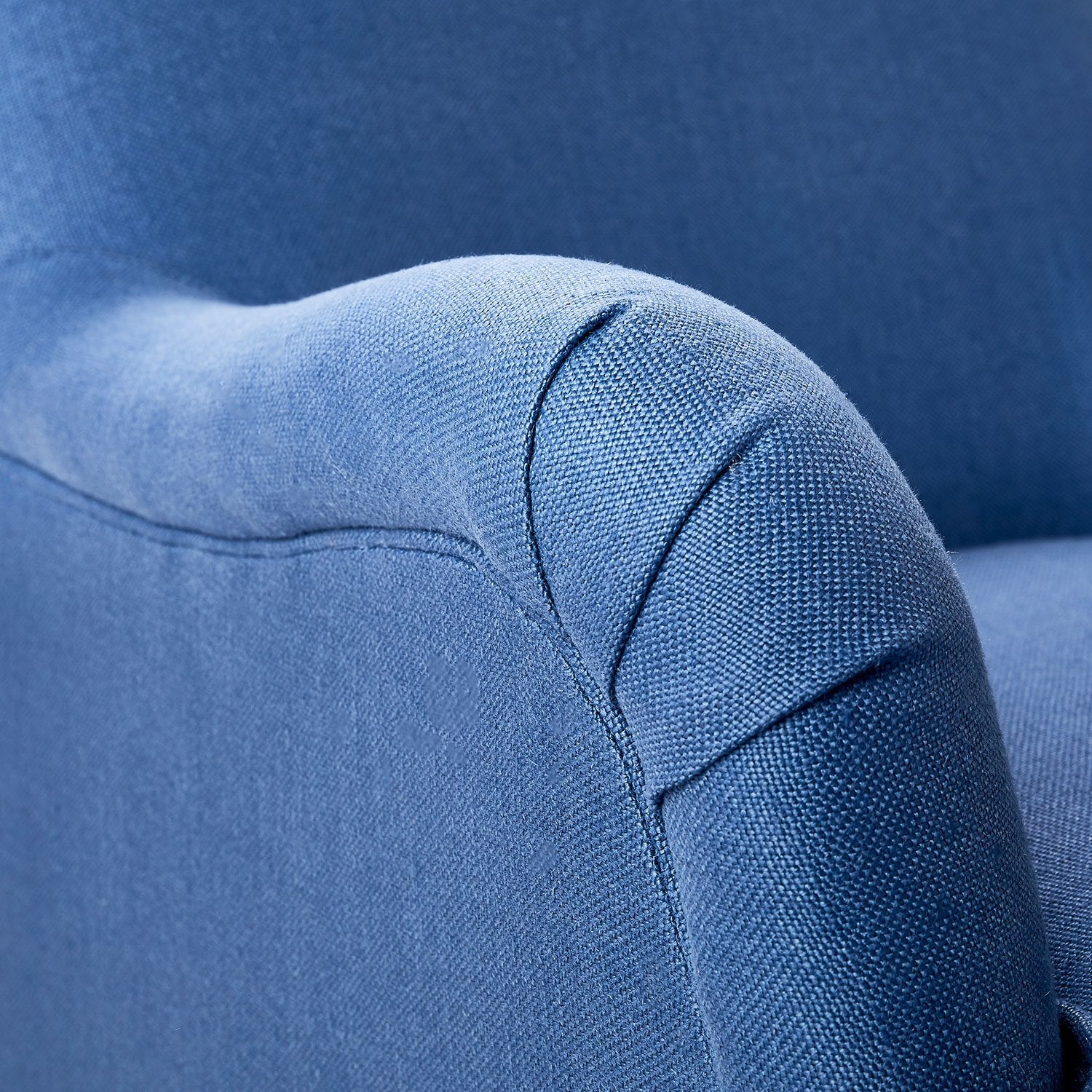 Curved Arm of Blueberry Blue Carter Chair