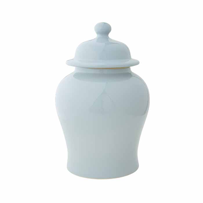 Celadon Blue Porcelain Lidded Temple Jar