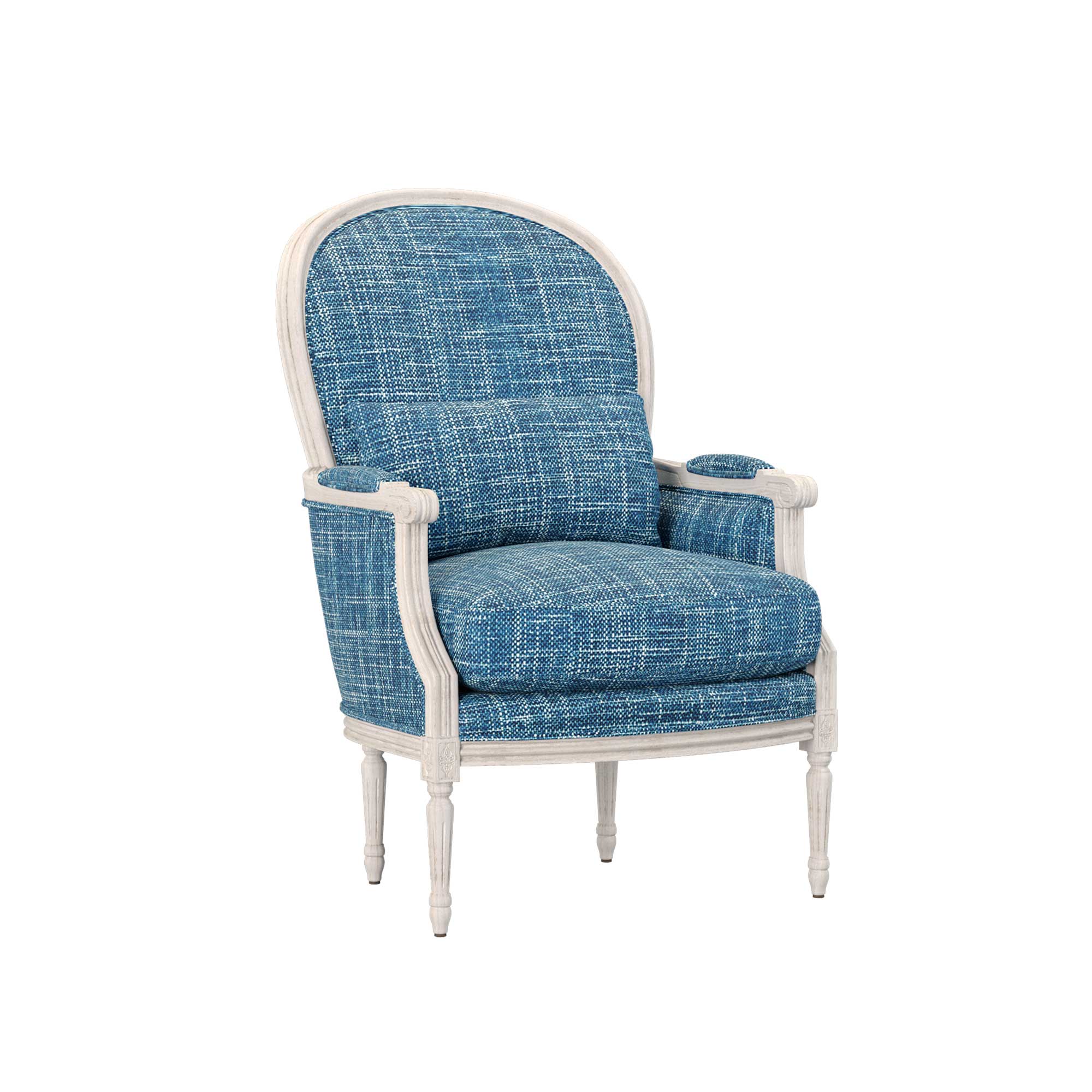 Upholstered Adele Lounge Chair in Chenille Blue