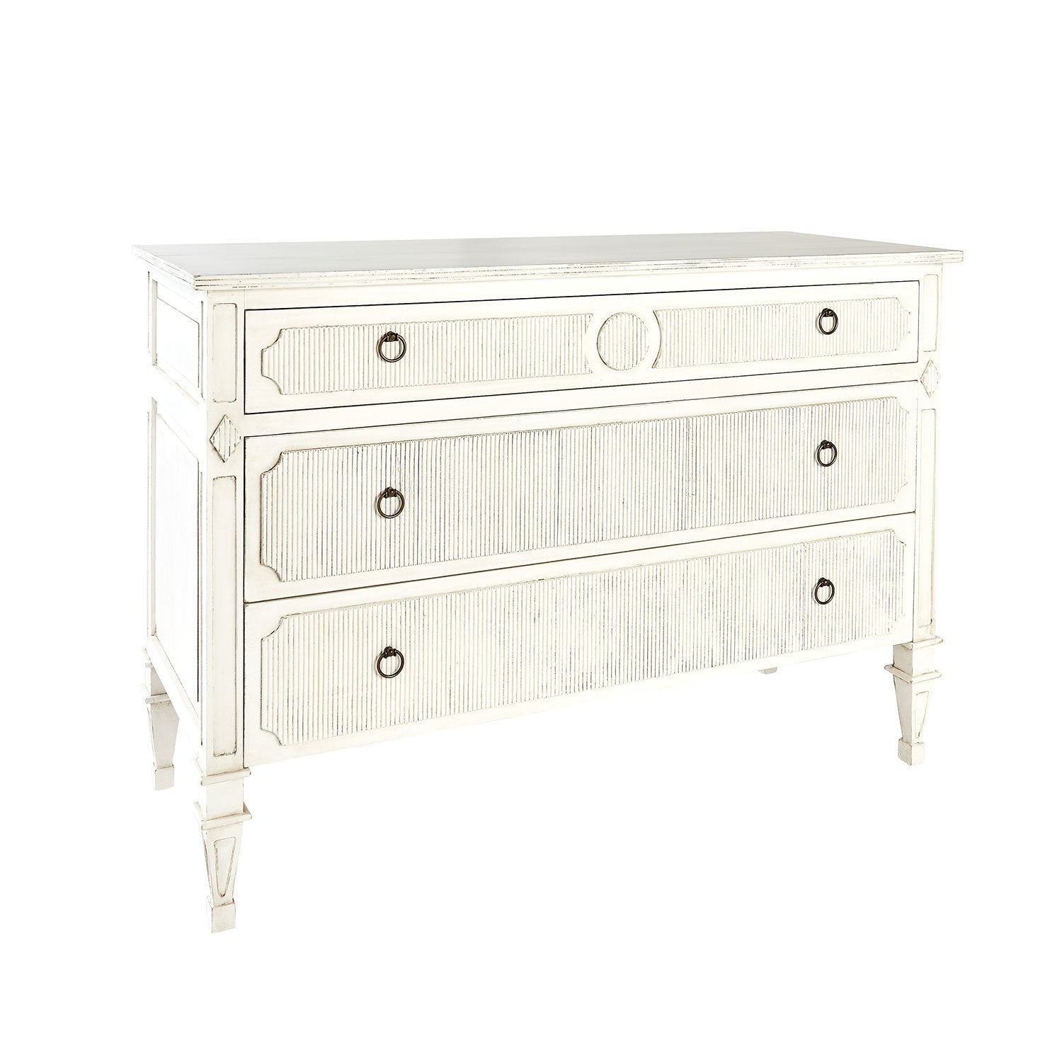 White Sabrina Dresser with Hand Carved Details