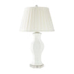 Chloe White Porcelain Lamp with Clear Crystal Accents and Linen Shade