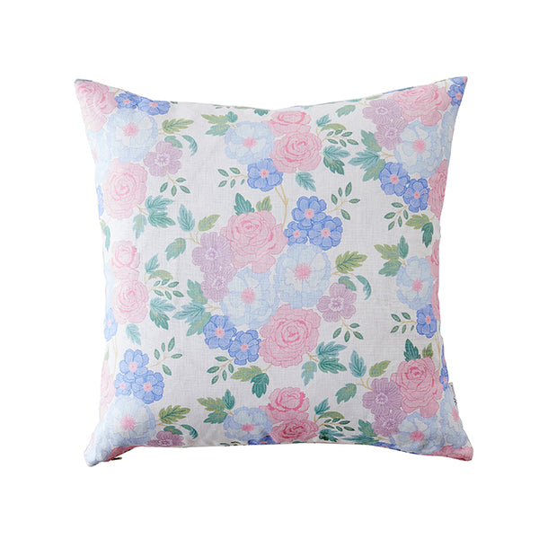 Fleur Print, Fog, Wool & Denim Pillow — Beth Miles Design