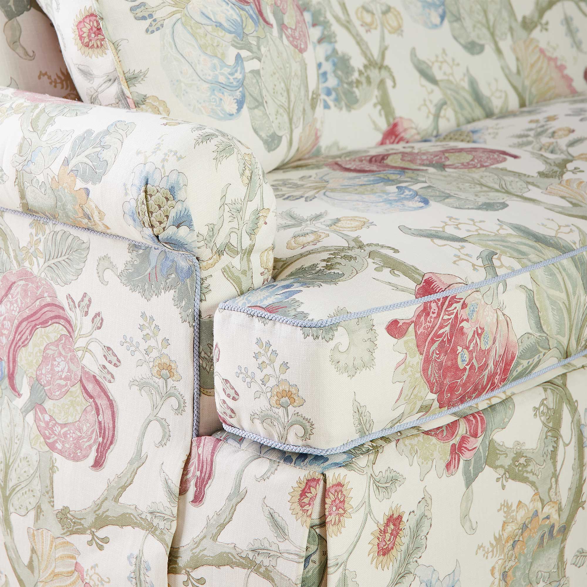 Iris Floral Detail on Amelia Dressmaker Sofa