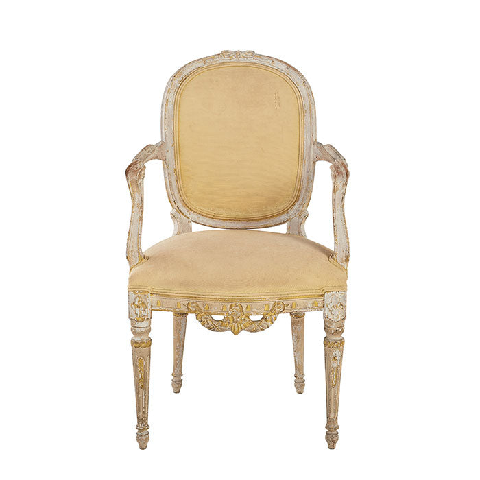 Vintage Venetian Style Open Arm Carved Chair