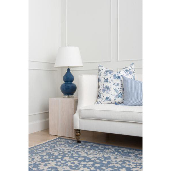Emma Floral Area Rug in French Blue