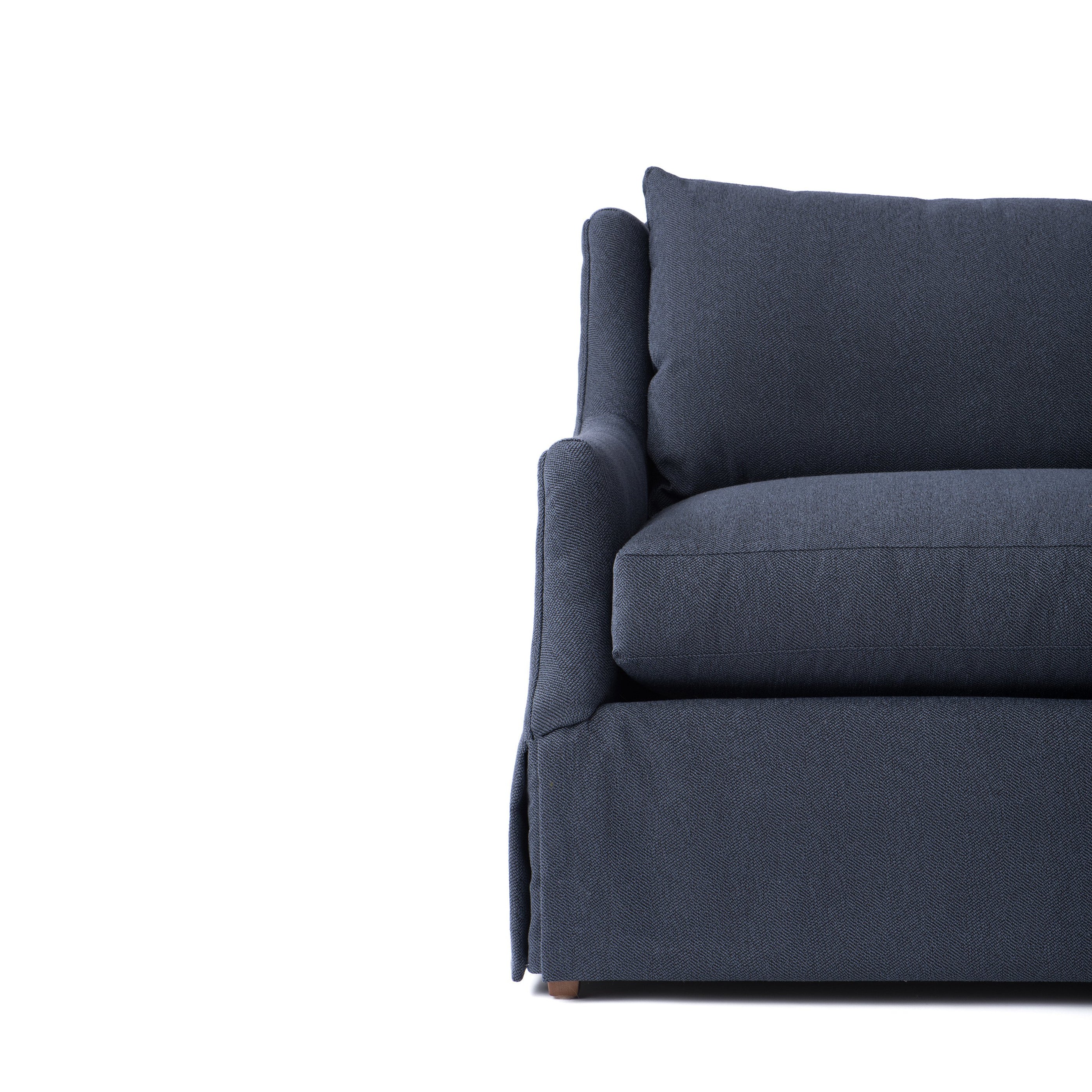 Rowan Sofa Sloped Arms in Herringbone Navy
