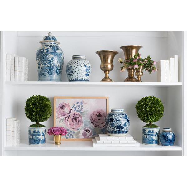 Serene Abstract Floral Statement Art Print on Shelf