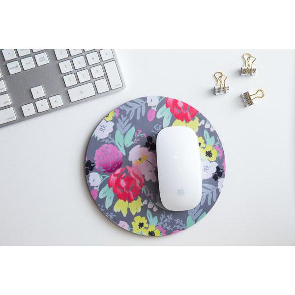 Bridge City Blooms in Grey Floral Mousepad on Desk