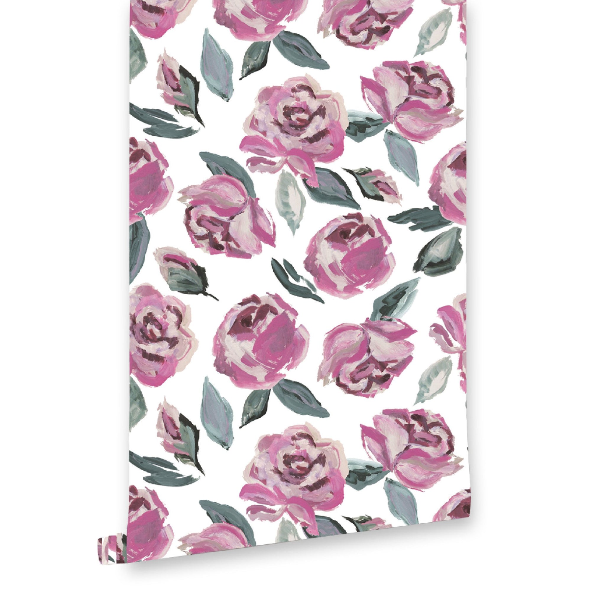 Garden Rose Floral Wallpaper on Roll