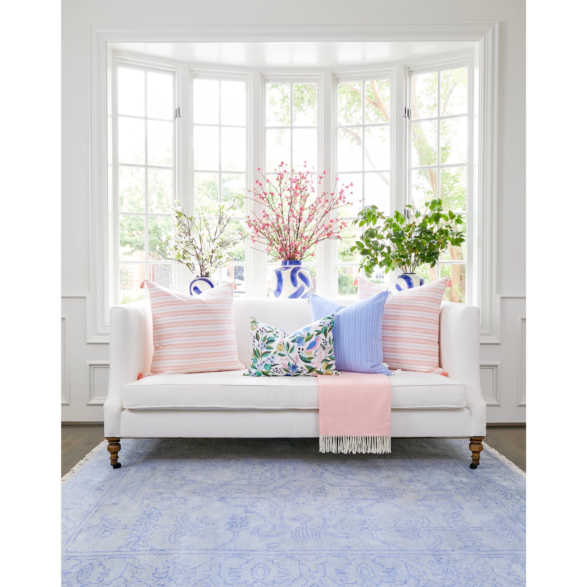 Sky Blue Desi Persian Area Rug in Room