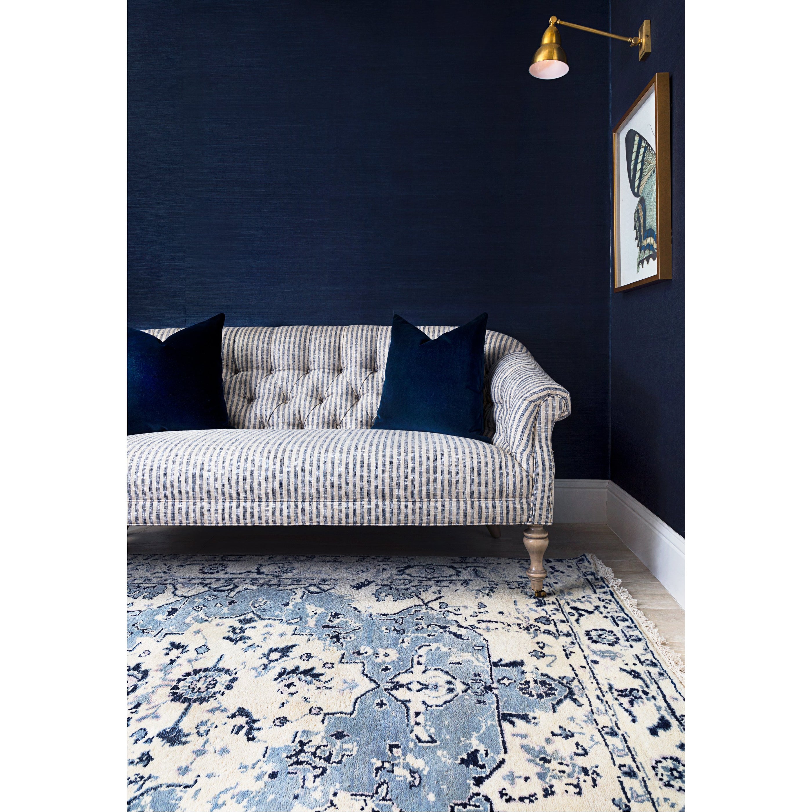 Celine Blue Persian Rug in Living Room