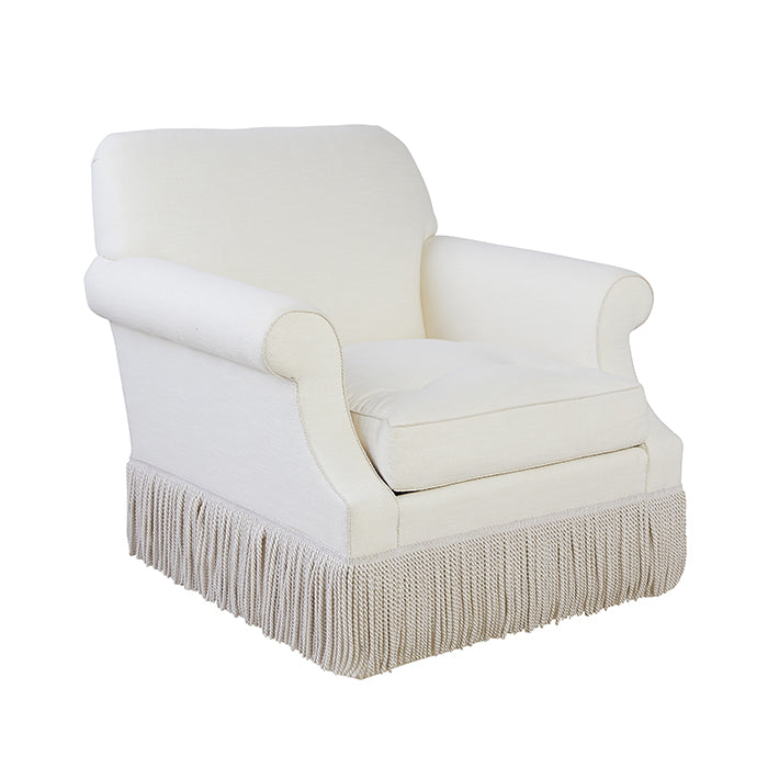 White Daisy Chair with Fringe Skirt