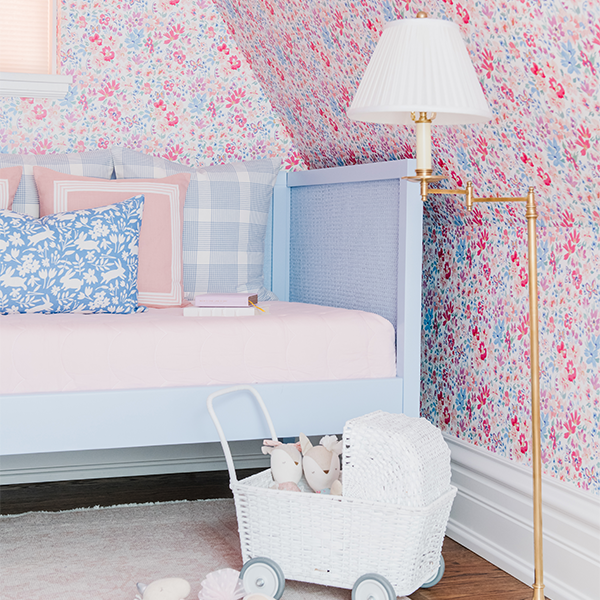 Dorchester Floor Lamp with Swing Arm in Girl's Room