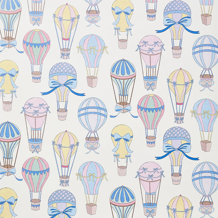 Dreamy Day Wallpaper with Pastel Hot Air Balloons Detail