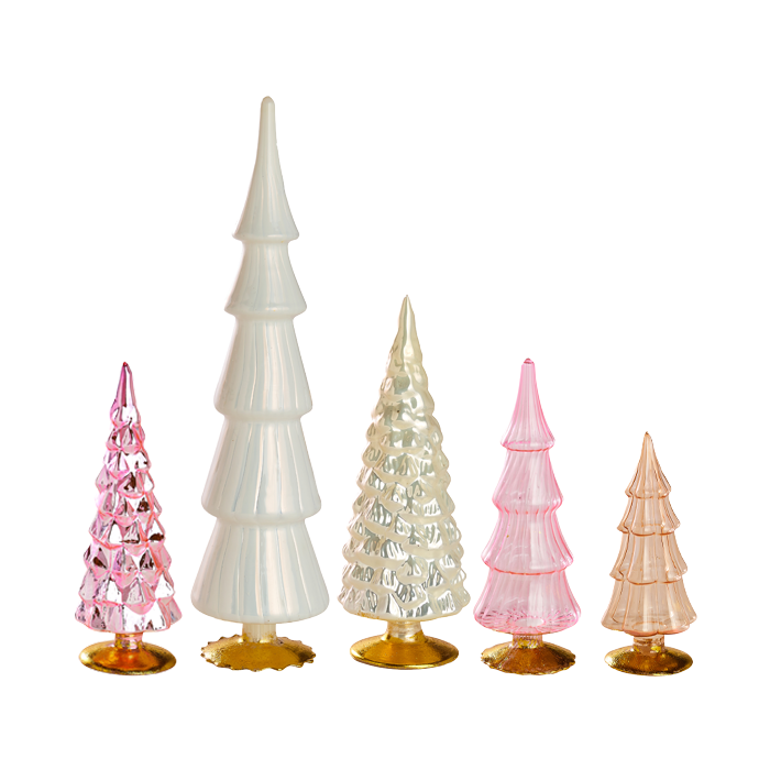 Neutral Glowing Glass Tree Set of 5