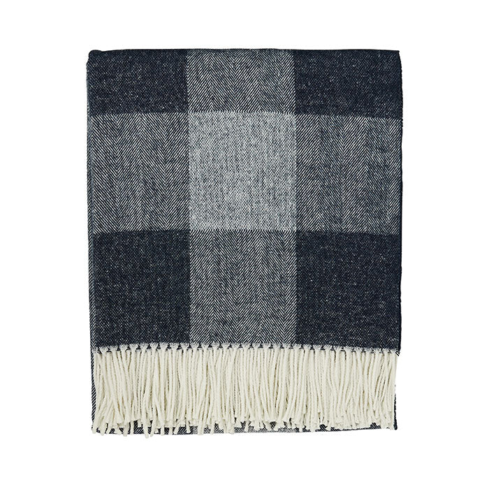 Hudson Plaid Throw in Navy