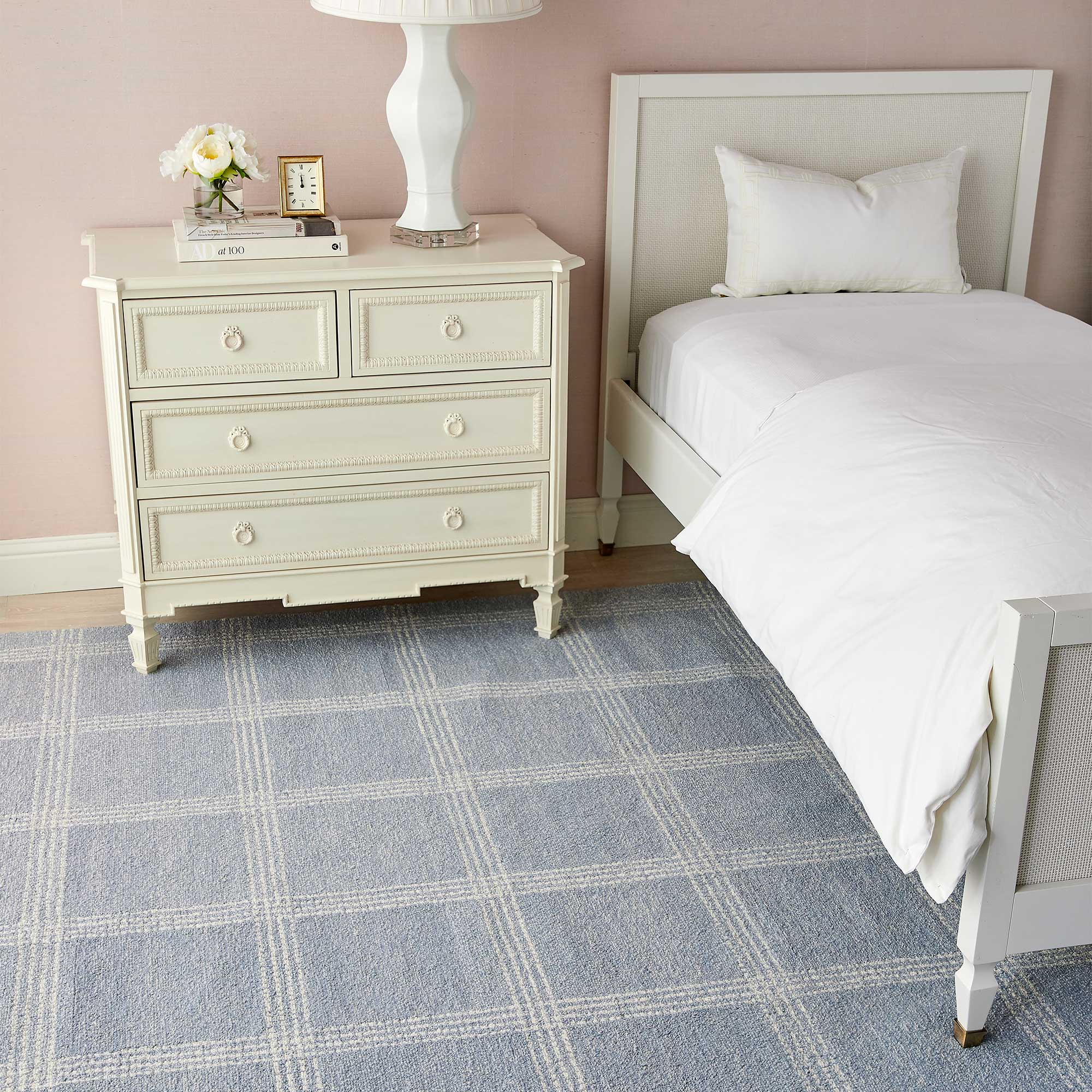 Chambray Harrison Rug in Bedroom