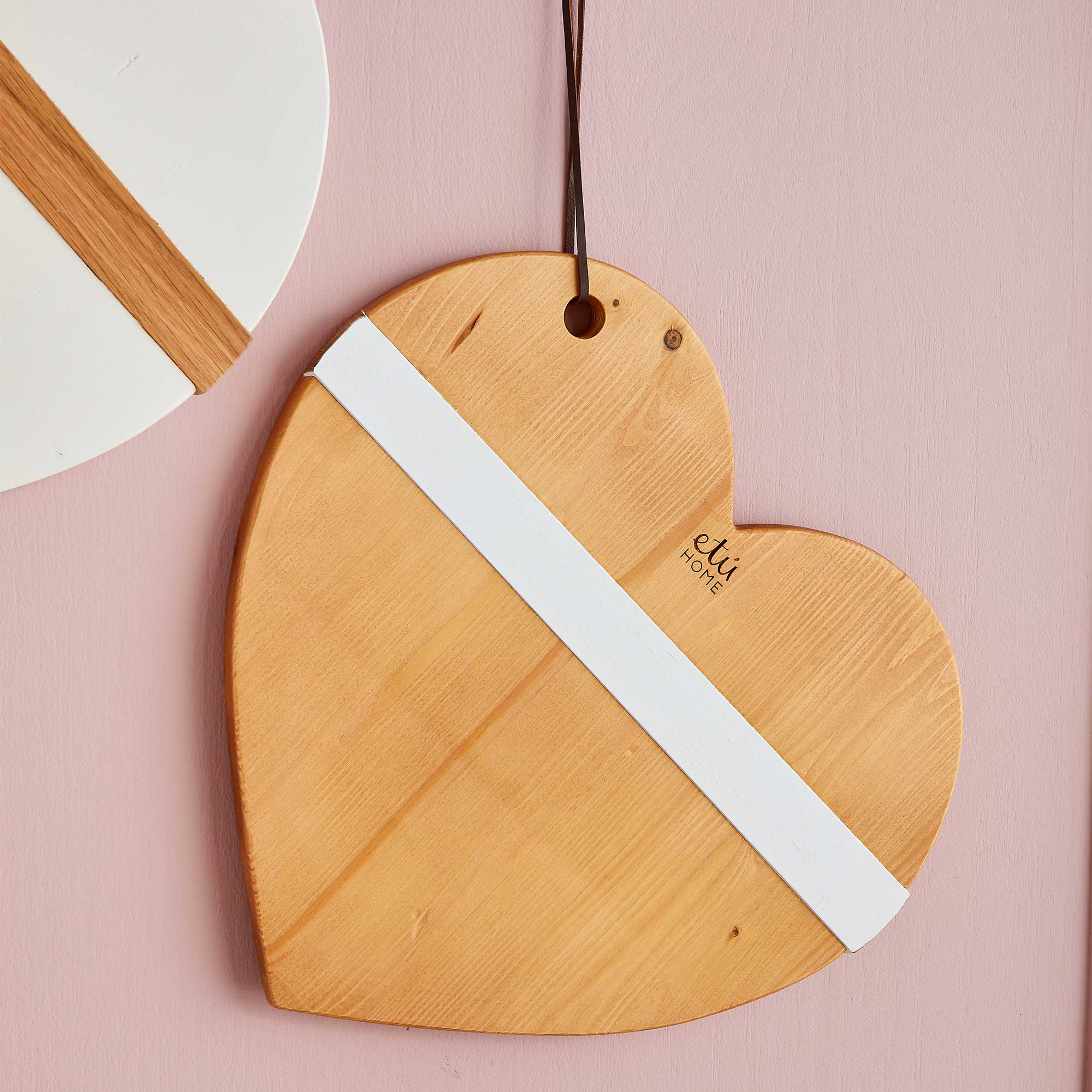 Small Natural Mod Heart Stripe Wood Charcuterie Board
