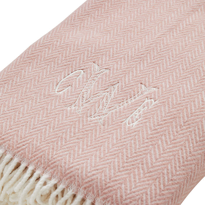 Herringbone Plush Throw in Dusty Rose