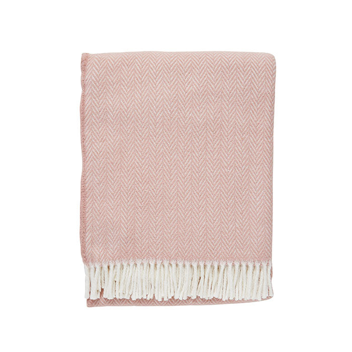 Herringbone Plush Throw in Dusty Rose