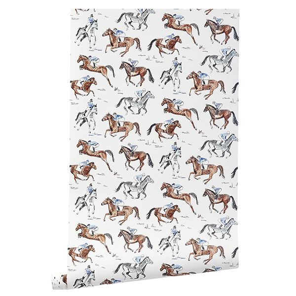 Horse & Jockey Wallpaper on roll