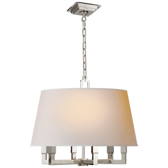 Square Tube Hanging Shade Chandelier in Polished Nickel