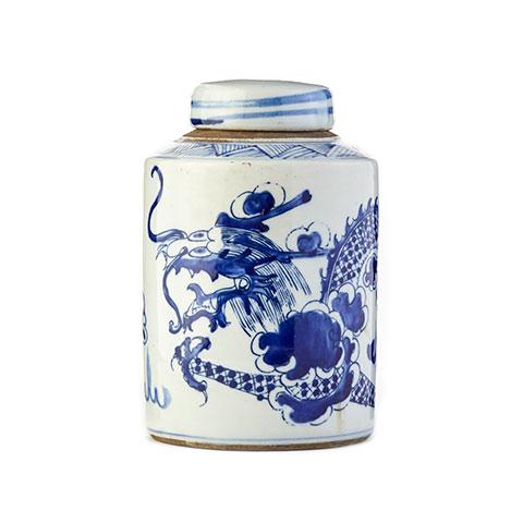 Cylindrical Small Lidded Dragon Tea Jar