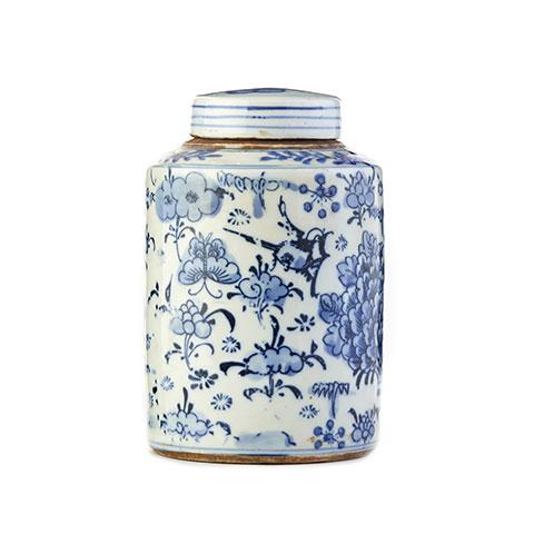 Cylindrical Small Floral Tea Jar