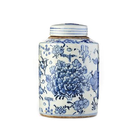Cylindrical Small Floral Tea Jar