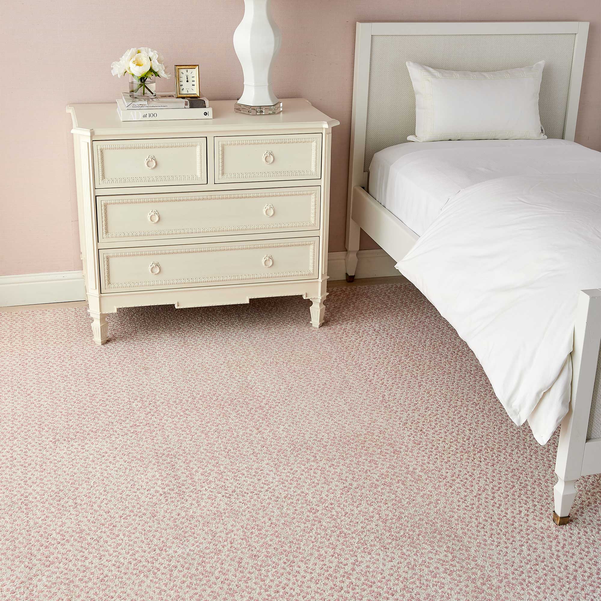 Proper Pink Leighton Rug in Bedroom
