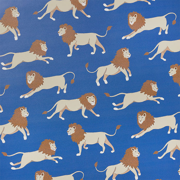 Lion Detail on Leopold Wallpaper in Royal