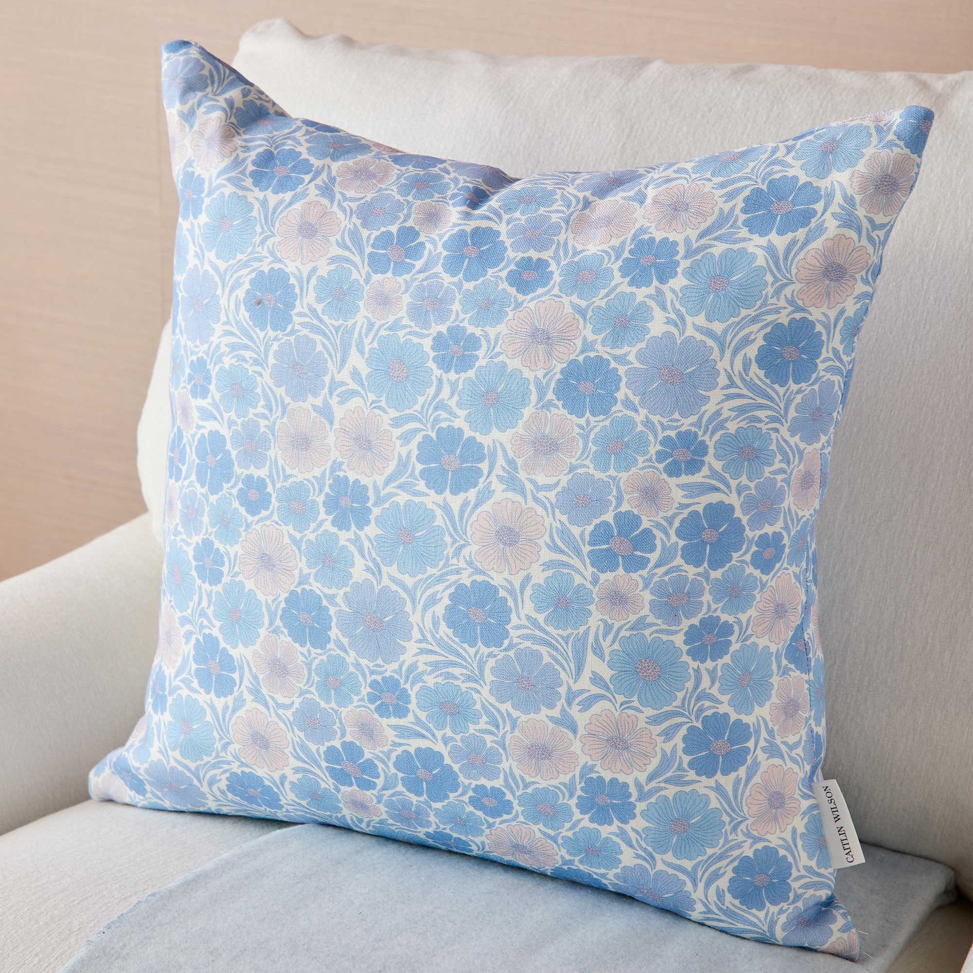 Lillian Pillow with pastel blue and pink flowers