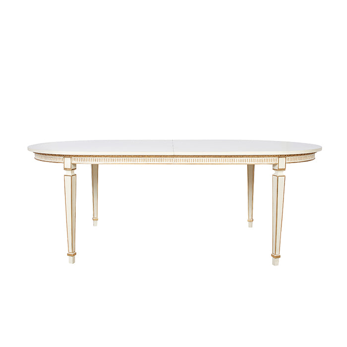 Lily White Dining Table with Gold Details
