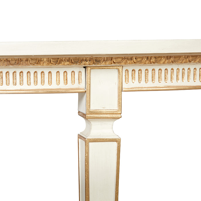 Gold Detailing on Lily Dining Table in White
