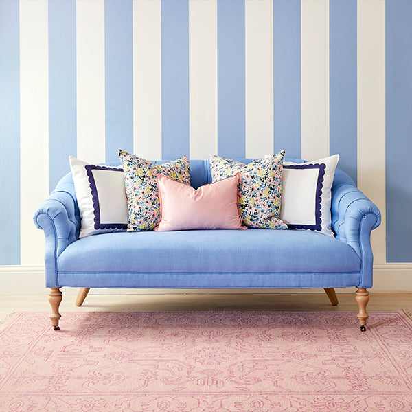 Blush Pink Desi Area Rug in Living Room