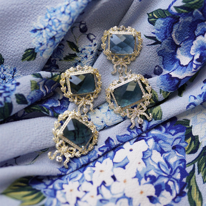London Blue Wreath Drop Earrings