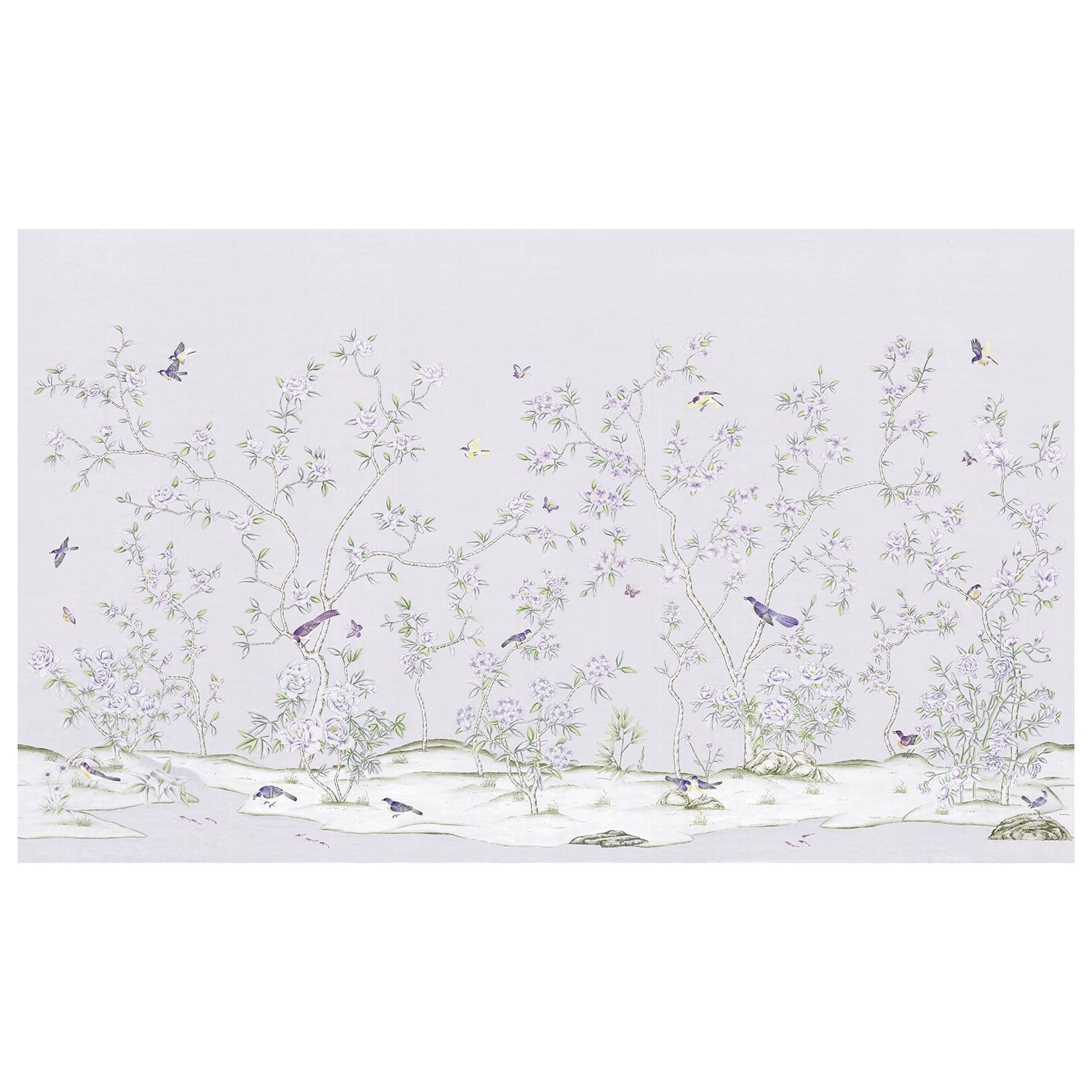 Full Mural of Louis in Lavender Traditional Chinoiserie Wallpaper