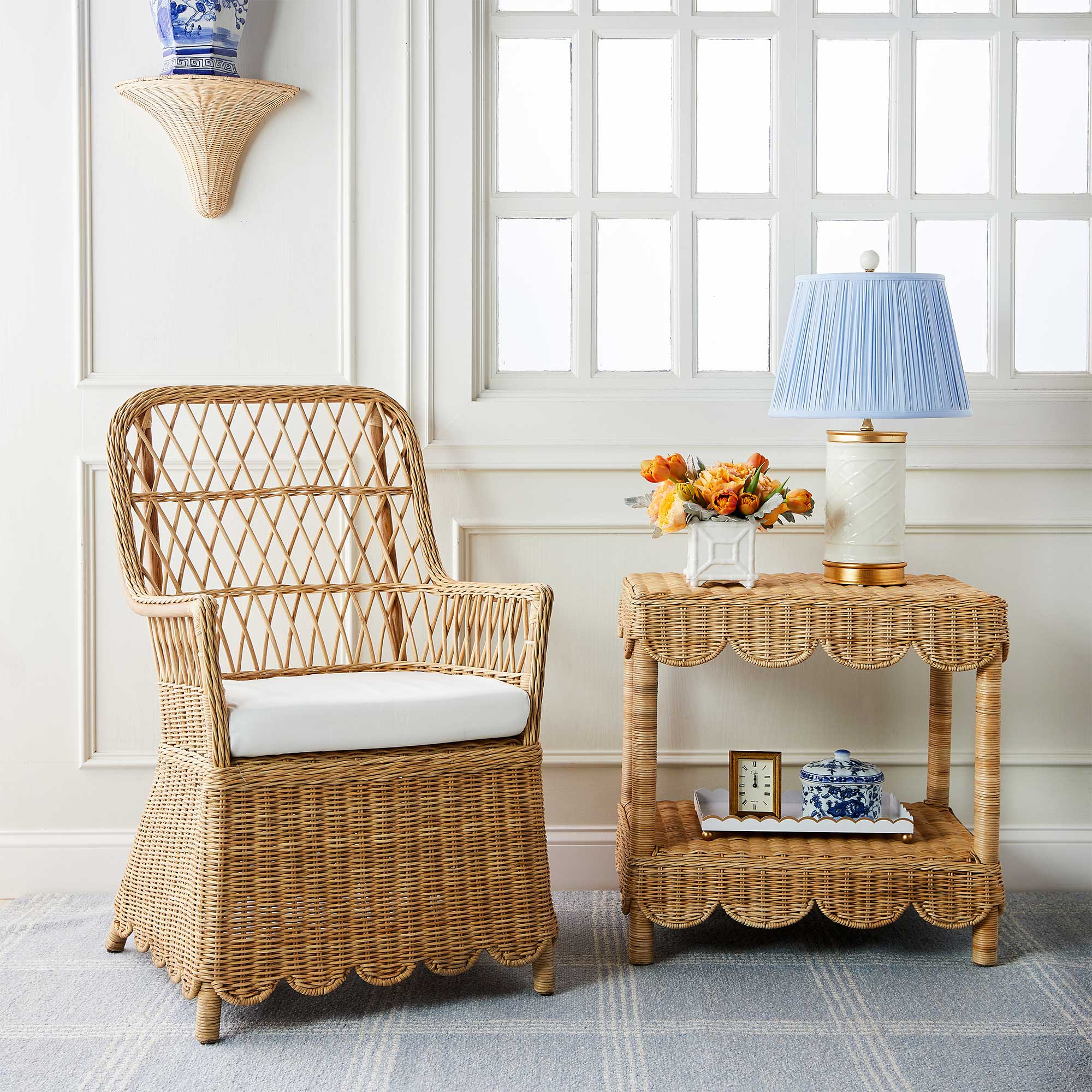 Wicker lamp hot sale table