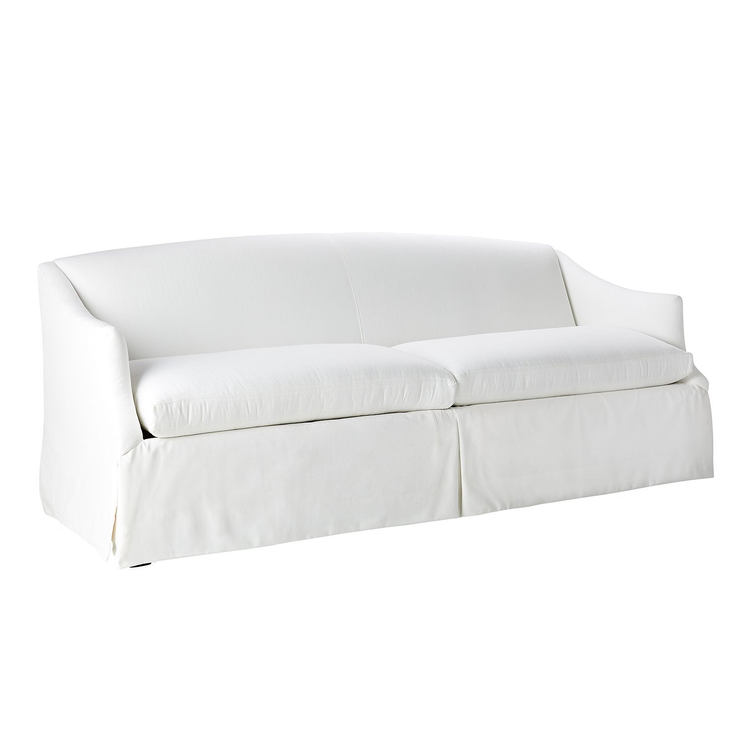 White Monroe Skirted Sofa in Soft Cloud Fabric