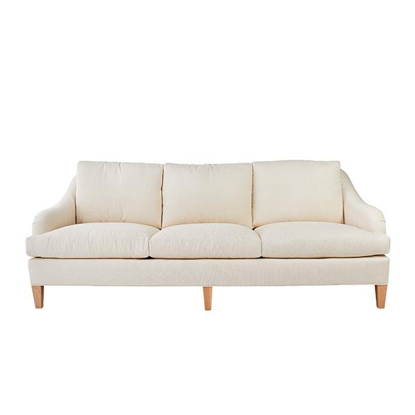 Natalie Sofa in Soft Biscuit Fabric with Sloped Arms