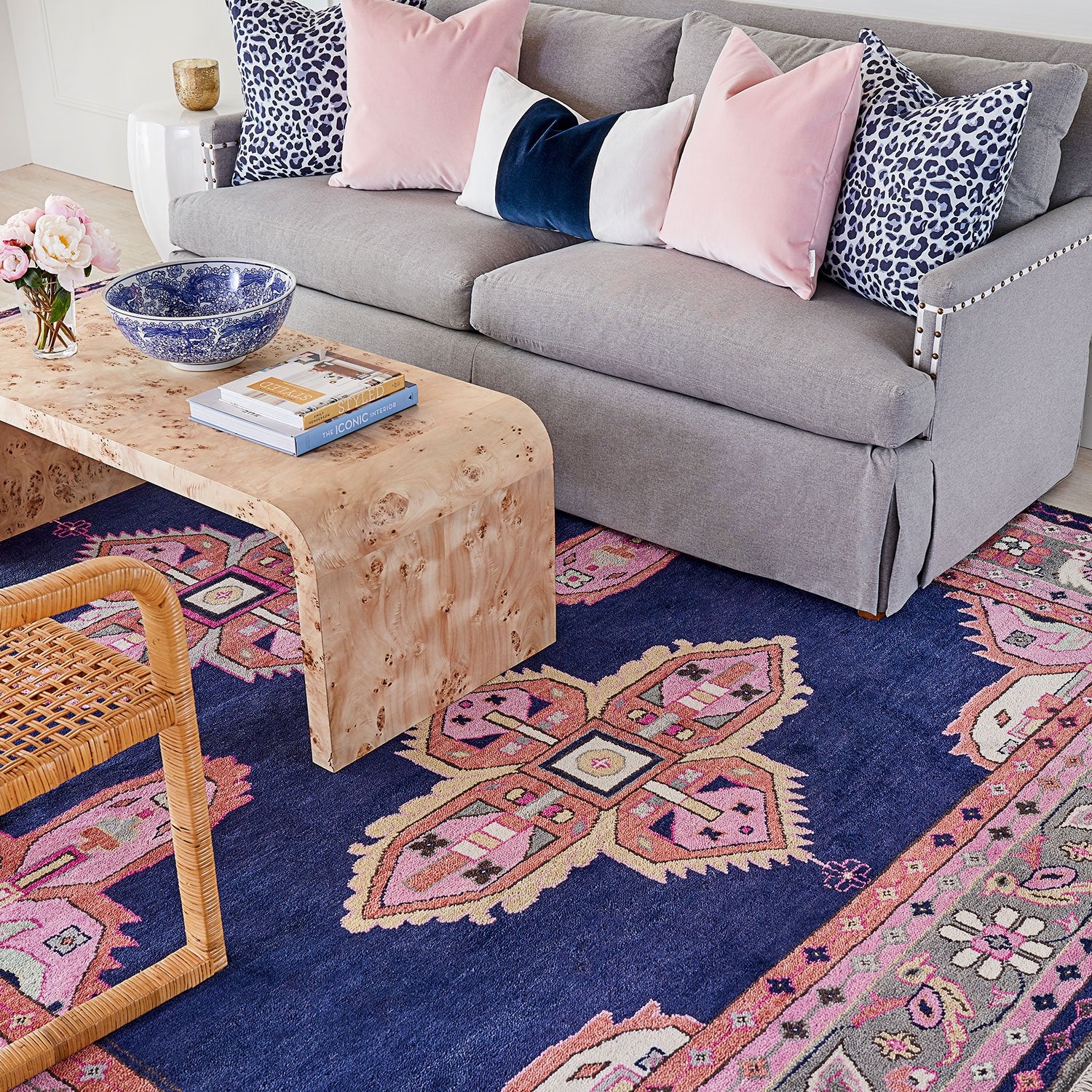 Geometric Area Rug in Navy Kismet Design