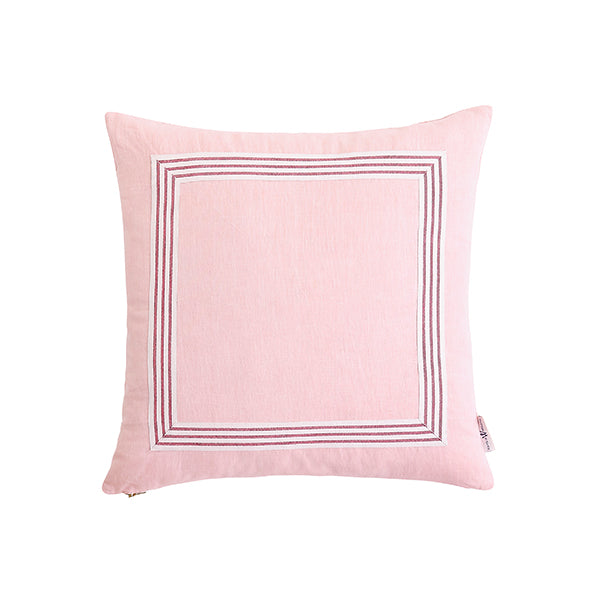 Blush Pillow with Poppy Stripe Trim 