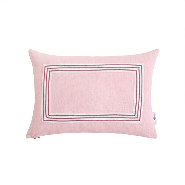 Blush Pillow with Poppy Stripe Trim