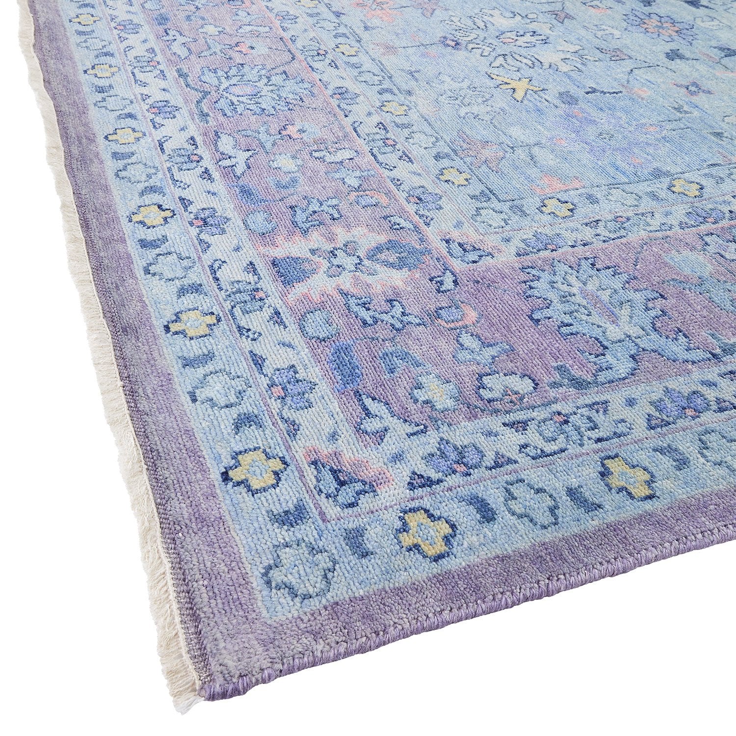 Pasha Rug in Blue with Purple Border